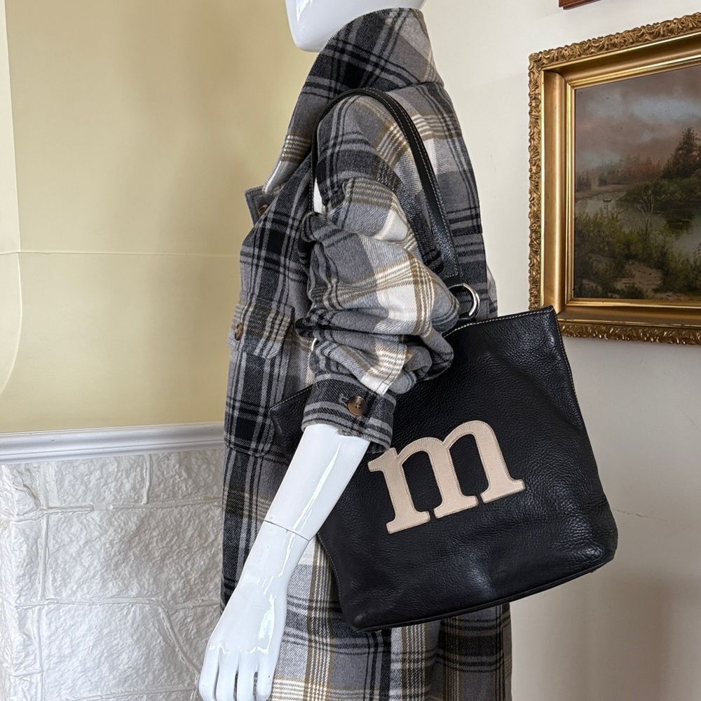 Vintage Roots Leather Tote Bag Initial M